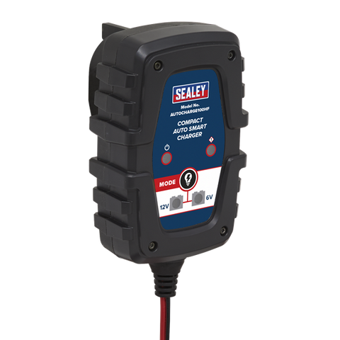 Sealey Compact Auto Smart Car Battery Charger 1A 6V 12V AGM GEL Batteries 230V