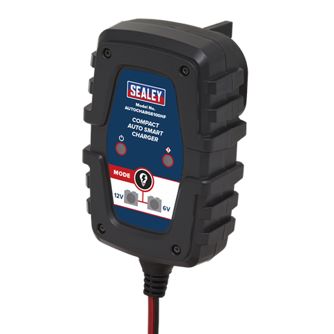 Sealey Compact Auto Smart Car Battery Charger 1A 6V 12V AGM GEL Batteries 230V