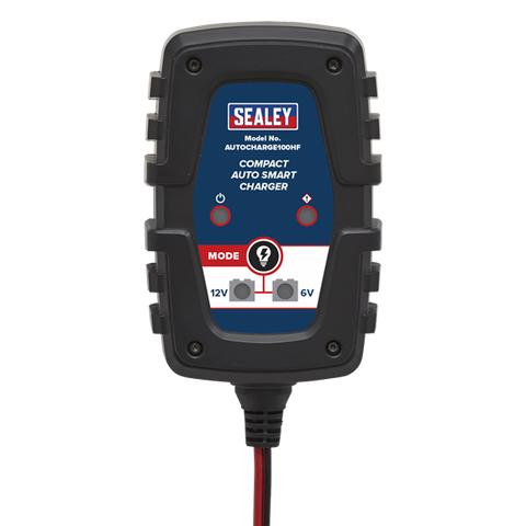 Sealey Compact Auto Smart Car Battery Charger 1A 6V 12V AGM GEL Batteries 230V