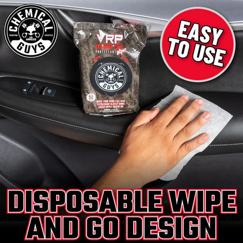 Chemical Guys VRP Protection Car Wipes For Vinyl,Rubber, And Plastic 50 Wipes