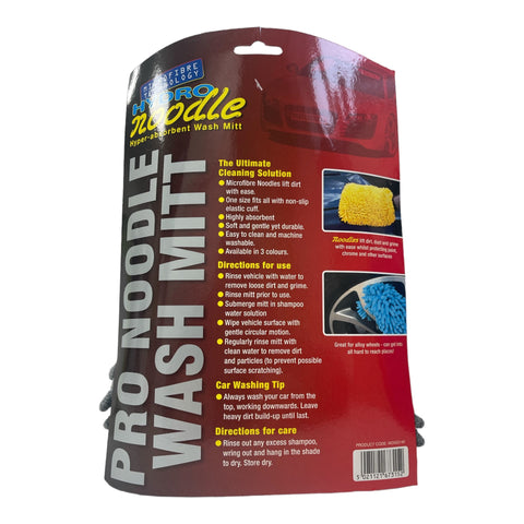 PRO NOODLE CAR WASH MITT - DOUBLE SIDED - ULTRA ABSORBENT - THICK PILE - GREY