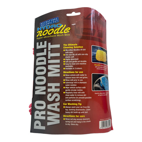 PRO NOODLE CAR WASH MITT - DOUBLE SIDED - ULTRA ABSORBENT - THICK PILE - RED